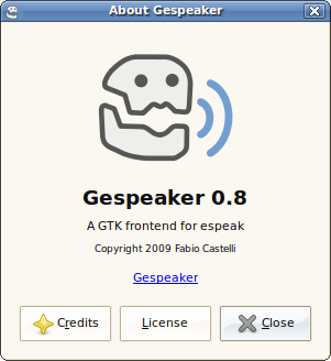 About dialog for Gespeaker 0.8