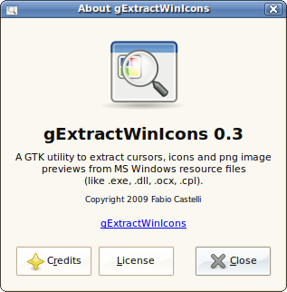 About dialog for gExtractWinIcons 0.3