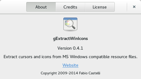 About dialog for gExtractWinIcons 0.4.1