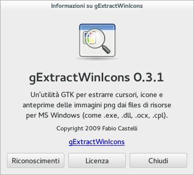Finestra delle informazioni di gExtractWinIcons 0.3.1