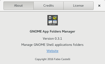 About dialog for GNOME AppFolders Manager 0.3.1