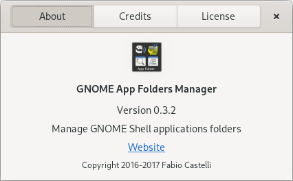 About dialog for GNOME AppFolders Manager 0.3.2