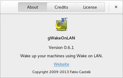 About dialog for gWakeOnLAN 0.6.1