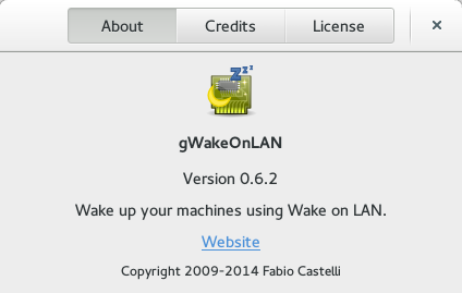 About dialog for gWakeOnLAN 0.6.2